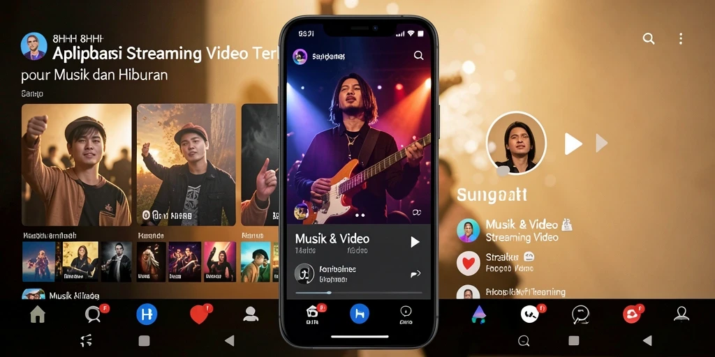 Tampilan antarmuka aplikasi 8HHH yang user-friendly untuk Streaming Video.