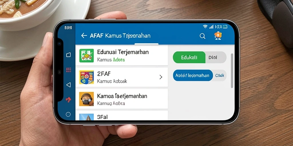 Tampilan antarmuka AFAF dengan fitur terjemahan yang mudah digunakan.