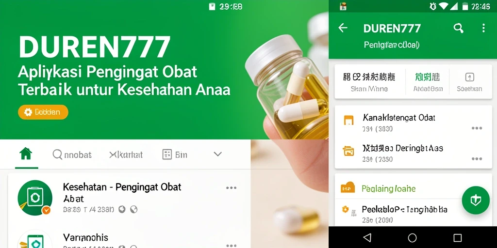 Antarmuka pengguna DUREN777 dengan pengingat obat yang jelas dan efektif.