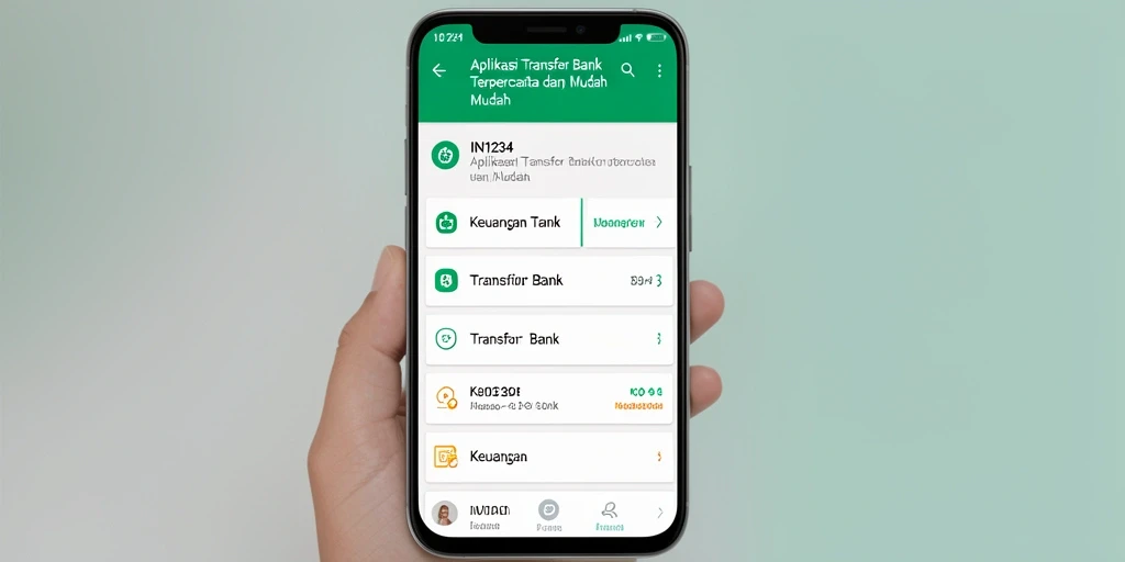 Antarmuka aplikasi IN1234 yang intuitif untuk transfer bank.