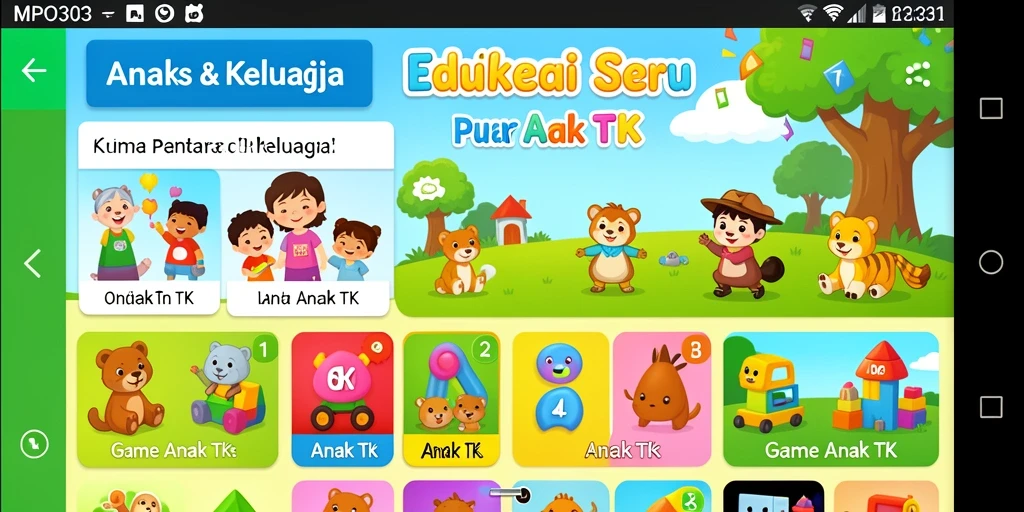 Antarmuka menyeronokkan dan interaktif dari Game Anak TK MPO303.