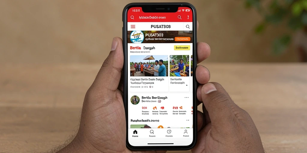 Antarmuka aplikasi PUSAT303 untuk berita daerah yang informatif.